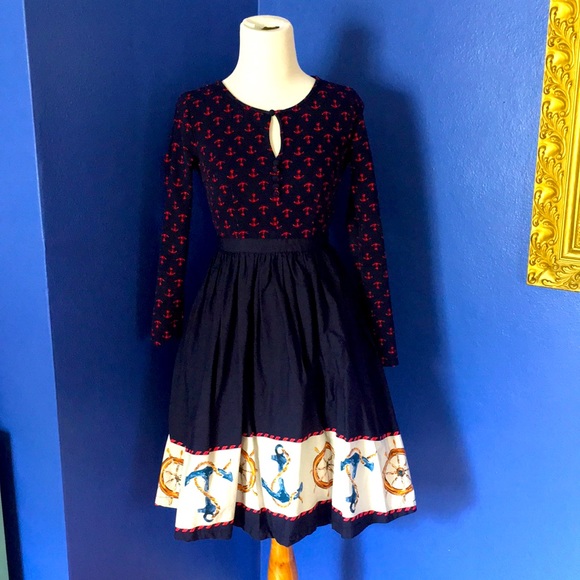 Anchors Away Modcloth Twofer dress nautical sailor print retro ⚓️⛵️🌊 - Picture 3 of 15